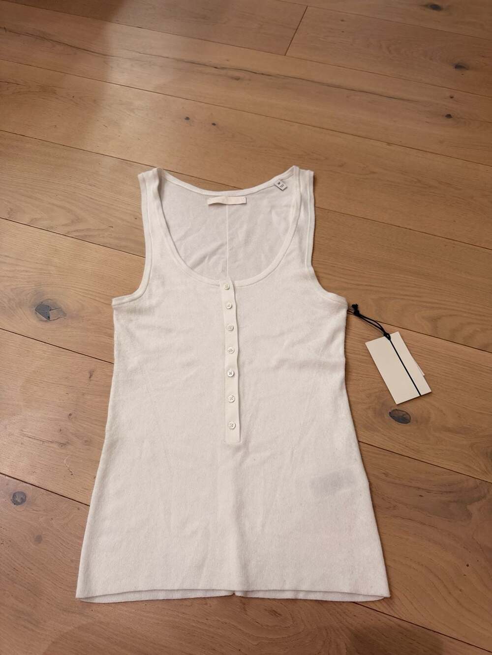 Peter Do Ivory Ribbed Henley Tank Top